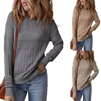 Женская однотонная плиссированная футболка с круглым вырезом и топом с деревянными ушками и длинными рукавами L чёрный