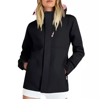 Женская однотонная полосатая дождевик на открытом воздухе плюс водонепроницаемый плащ с капюшоном ветрозащитный L чёрный