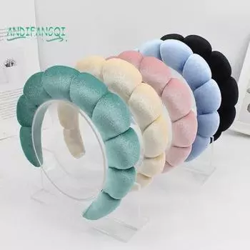 Женская однотонная повязка на голову из пышной губки — эластичная, легкая, противоскользящая, фиксируемая для волос, стандартная посадка, для ванны, для мытья лица, аксессуары для волос темно-розовый