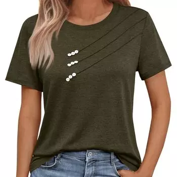 Женская однотонная повседневная рубашка с короткими рукавами на пуговицах XL