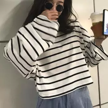 Женская однотонная повседневная толстовка с длинными рукавами и круглым вырезом, свободная толстовка с капюшоном, пуловер, топ M белый