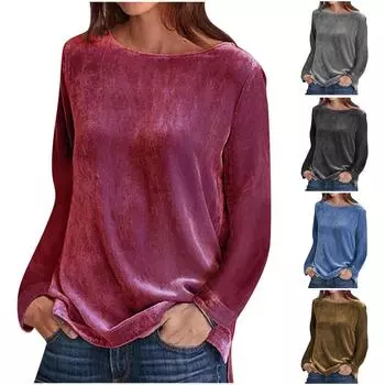 Женская однотонная повседневная толстовка с длинными рукавами и круглым вырезом, свободная толстовка с капюшоном, пуловер, топ M
