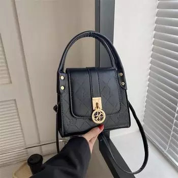 Женская однотонная простая фактурная сумка через плечо, женская новая сумка для поездок на работу в 2024 году, модная сумка через плечо чёрный