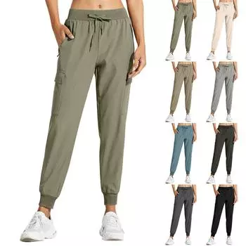 Женская однотонная рабочая одежда для медленного бега, быстросохнущие брюки для пешего туризма, спортивные повседневные брюки S