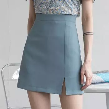 Женская однотонная рабочая одежда с высокой талией и запахом на бедрах, базовая рабочая одежда с боковым разрезом, элегантная мини-юбка трапециевидной формы, тонкие универсальные модные юбки L абрикосовый