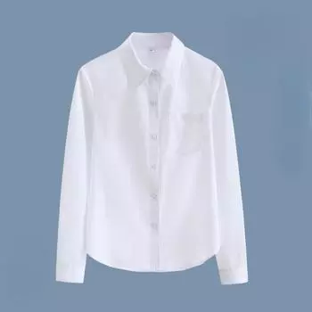 Женская однотонная рубашка, летняя, с длинными рукавами, свободный крой, женская рубашка S