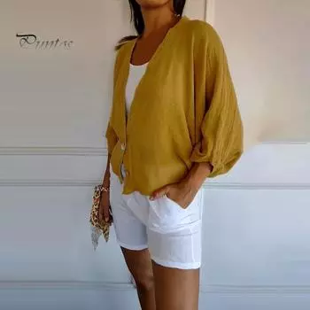 Женская однотонная рубашка, повседневная рубашка с длинным рукавом на 2 пуговицах, женская рубашка большого размера, пальто для работы, путешествий, уличная одежда XL белый