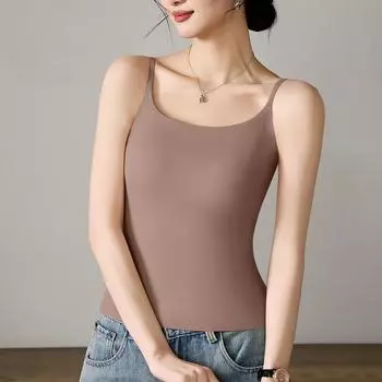 Женская однотонная рубашка с чашкой для йоги, спортивное нижнее белье, жилет XXL кофейный