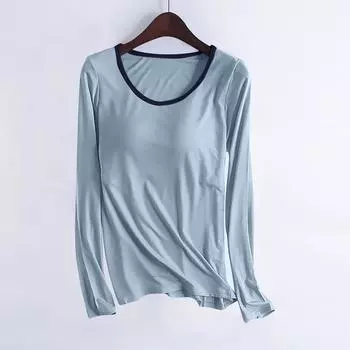 Женская однотонная рубашка с нагрудником и одной чашкой для йоги, женское нижнее белье, верх L синий