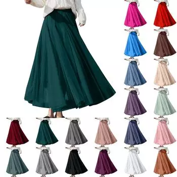 Женская однотонная сетчатая юбка с резинкой, большая юбка средней длины 75 синий