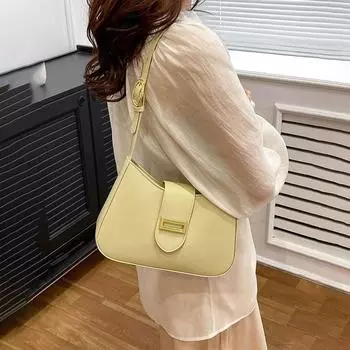 Женская однотонная сумка-багет на молнии с наклоном для отдыха из искусственной кожи с регулируемым ремешком на ремне One Size белый