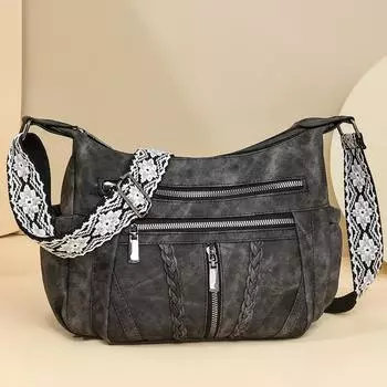 Винтажная геометрическая сумка через плечо для женщин - регулируемый плечевой ремень многослойная сумка через плечо сумка для матери синий