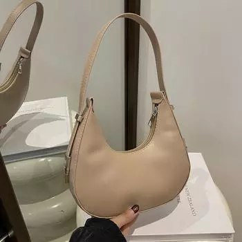 Женская однотонная сумка через плечо из искусственной кожи в форме полумесяца, винтажная сумка-хобо в форме полумесяца 20.5x 5.5x20.5cm белый