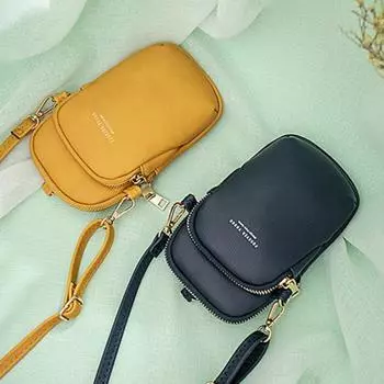 Женская однотонная сумка через плечо из искусственной кожи с несколькими карманами, кошелек для телефона коричневый