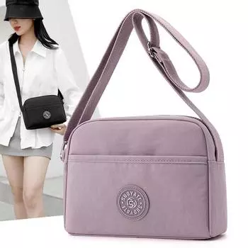 Женская однотонная сумка через плечо, многослойная сумка, маленькая квадратная сумка, сумка для мобильного телефона светло-фиолетовый