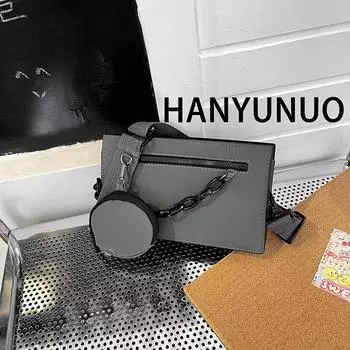 Женская однотонная сумка-конверт на молнии небольшого квадратного размера, сумка через плечо для отдыха из искусственной кожи, регулируемый ремешок One Size чёрный