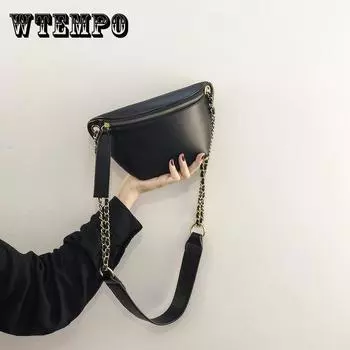 Женская однотонная сумка-мессенджер с цепочкой, винтажная уличная сумка на молнии на груди, повседневная мягкая сумка на одно плечо 14*13*7cm