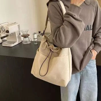 Женская однотонная сумка на плечо большой емкости, сумка для студентов, пригородная сумка чёрный