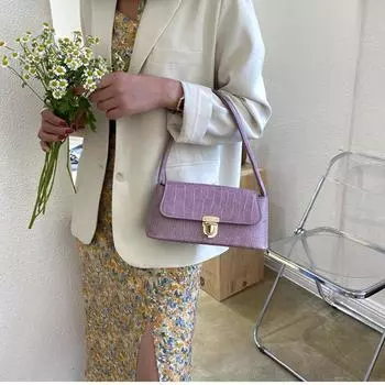 Женская однотонная сумка-портфель с каменным узором подмышечная сумка для отдыха PU карабин квадратной формы сумки через плечо One Size белый