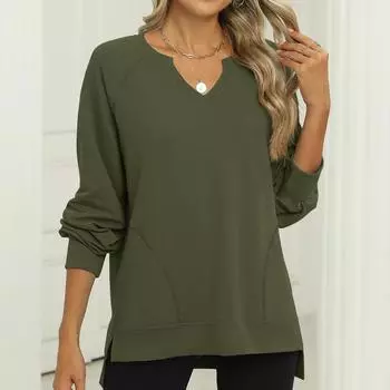 Женская однотонная свободная толстовка с капюшоном и длинным рукавом, с коротким открытым животом M армия зеленый