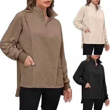 Женская однотонная свободная толстовка с капюшоном и длинным рукавом, с коротким открытым животом S чёрный