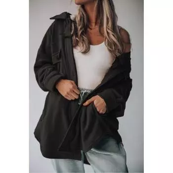 Женская однотонная свободная тонкая шерстяная куртка XL