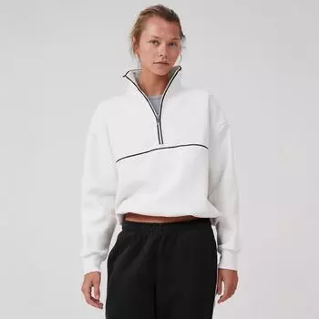 Женская однотонная теплая повседневная толстовка с застежкой-молнией на половину длины S белый