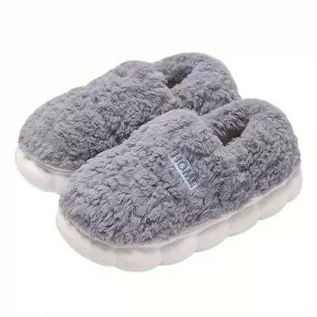 Женская однотонная толстая подошва теплая мягкая удобная обувь с круглым носком осень и зима простая повседневная обувь для дома и улицы сотня теплых туфель 36-37 белый