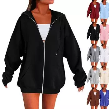 Женская однотонная толстовка на молнии, топы, повседневная куртка L бежевый