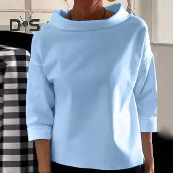 Женская однотонная толстовка на весну и осень с высоким воротником и длинным рукавом, свободная футболка, уличная одежда XL чёрный