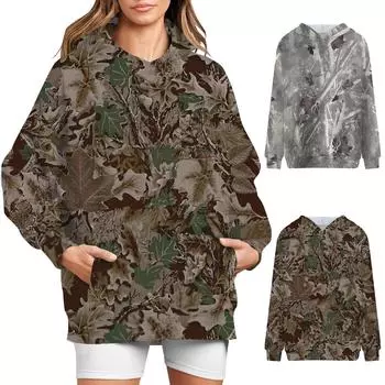 Женская однотонная толстовка с длинным рукавом и круглым вырезом, повседневная удобная свободная легкая женская толстовка S коричневый