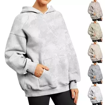 Женская однотонная толстовка с длинным рукавом и круглым вырезом, повседневная удобная свободная легкая женская толстовка L верблюд