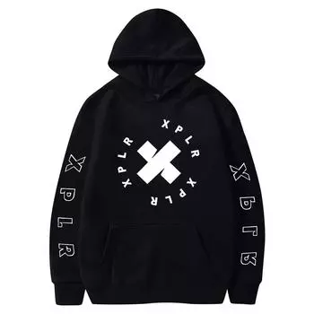 Женская однотонная толстовка с капюшоном и длинным рукавом с принтом L чёрный