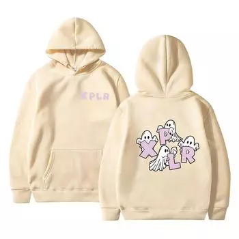 Женская однотонная толстовка с капюшоном и длинным рукавом с принтом L бежевый