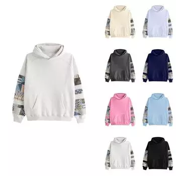 Женская однотонная толстовка с капюшоном и длинным рукавом с принтом XL