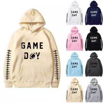 Женская однотонная толстовка с капюшоном и длинным рукавом с принтом XL