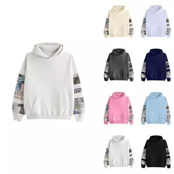 Женская однотонная толстовка с капюшоном и длинным рукавом с принтом L бежевый