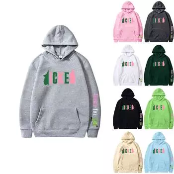 Женская однотонная толстовка с капюшоном и длинным рукавом с принтом L бежевый