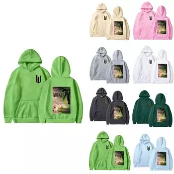 Женская однотонная толстовка с капюшоном и длинным рукавом с принтом L бежевый