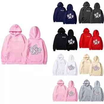 Женская однотонная толстовка с капюшоном и длинным рукавом с принтом L бежевый