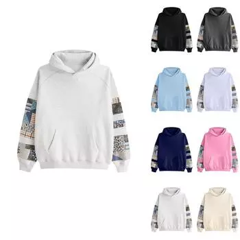 Женская однотонная толстовка с капюшоном и длинным рукавом с принтом M тёмно-синий