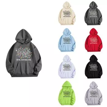 Женская однотонная толстовка с капюшоном и длинным рукавом с принтом M