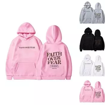 Женская однотонная толстовка с капюшоном и длинным рукавом с принтом S