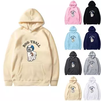 Женская однотонная толстовка с капюшоном с длинным рукавом и принтом на Хэллоуин XXL чёрный