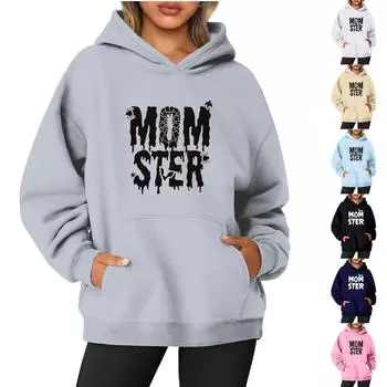 Женская однотонная толстовка с капюшоном с длинным рукавом и принтом на Хэллоуин XXXL тёмно-синий