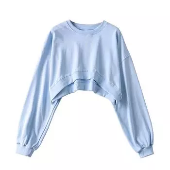 Женская однотонная толстовка с круглым вырезом и длинными рукавами, модная женская уличная одежда, пуловер с напуском, джемпер, топы M белый