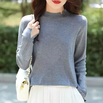 Женская однотонная трикотажная рубашка с длинными рукавами и короткими вставками на весну и осень 2XL белый