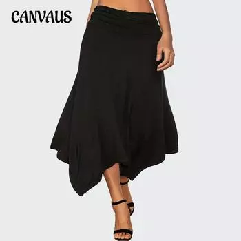 Женская однотонная юбка-трапеция большого размера с нестандартным кроем, облегающая, осенний темперамент, средняя юбка 1XL чёрный