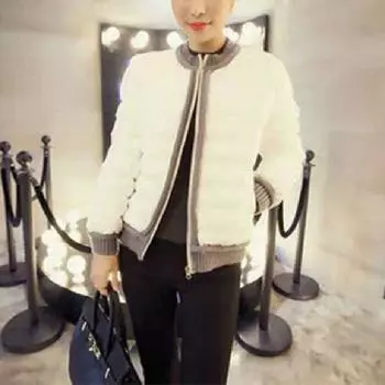 Женская однотонная укороченная куртка осень-зима с воротником-стойкой и длинными рукавами, теплая куртка 5XL белый