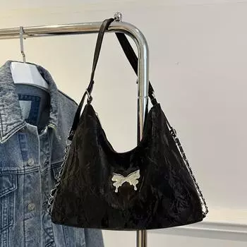 Женская однотонная универсальная многослойная сумка из искусственной кожи на молнии через плечо, сумка через подмышку, сумка-мессенджер чёрный